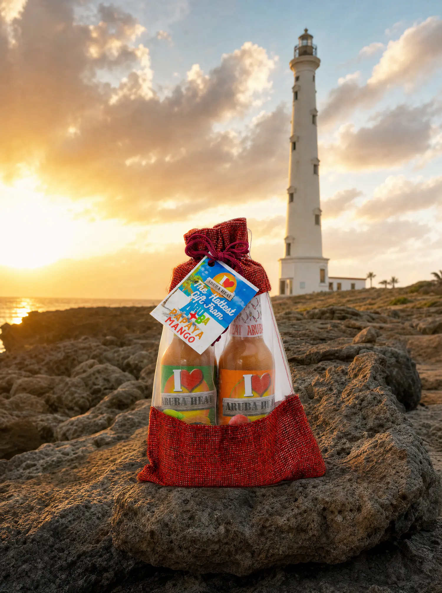 An Aruba Heat gift bag at the California Lighthouse