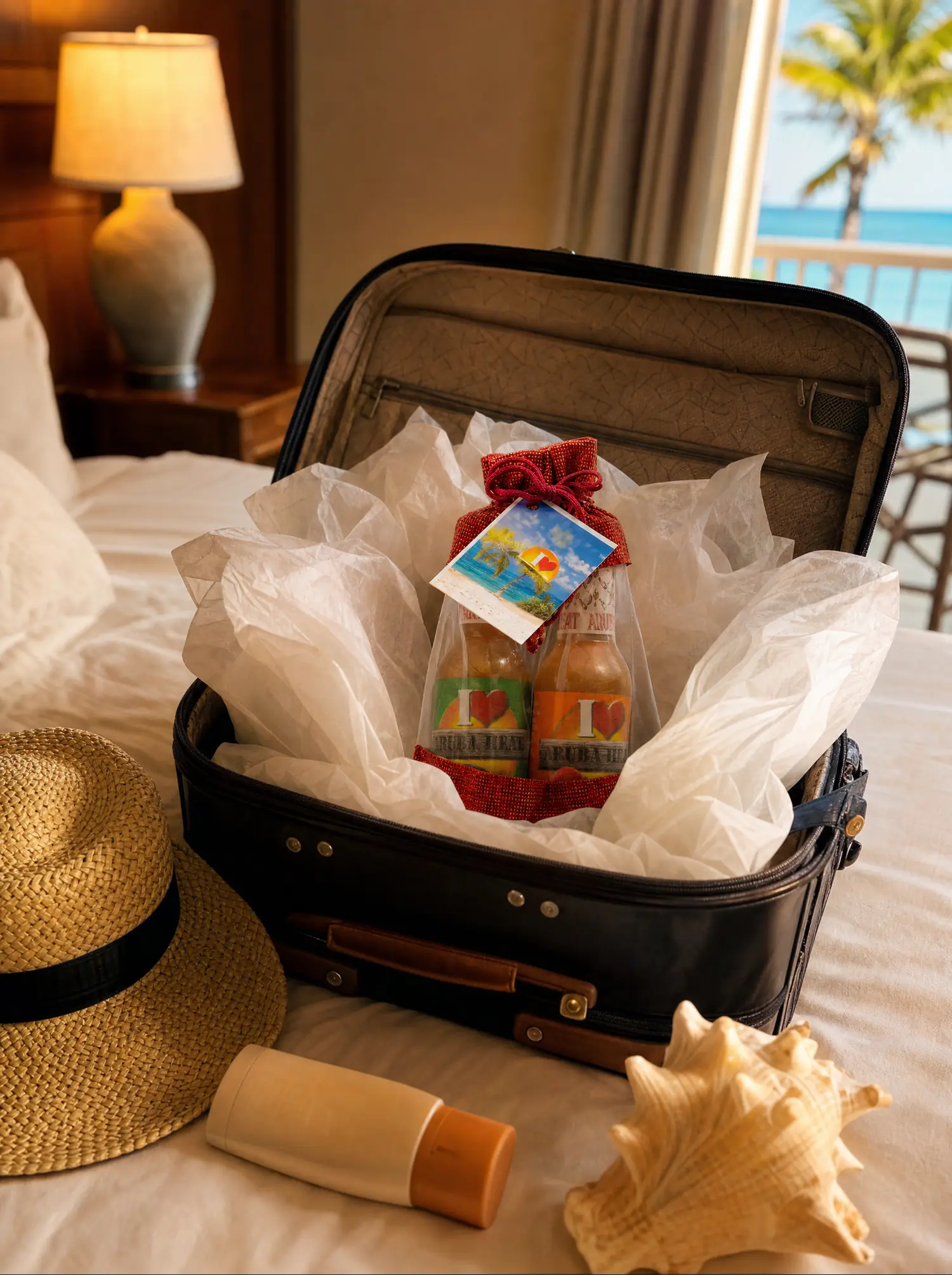 Bottles packed in a suitcase