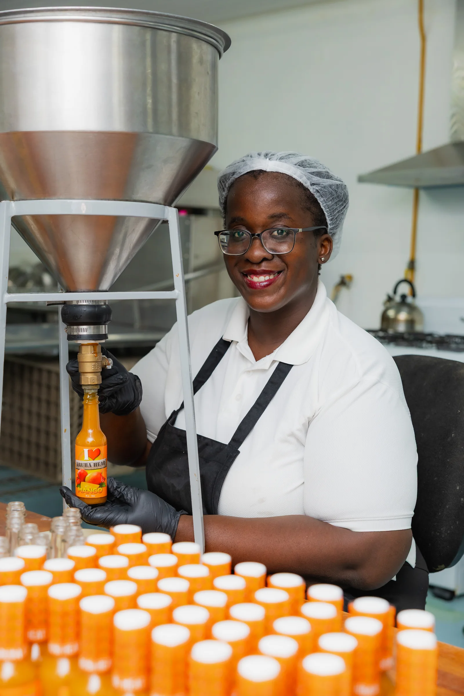 Filling bottles on the line